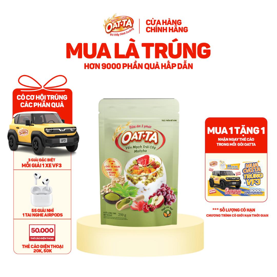 Yến Mạch Trái Cây Matcha OATTA Thơm Ngon Đầy Đủ Chất Dinh Dưỡng Túi 250g