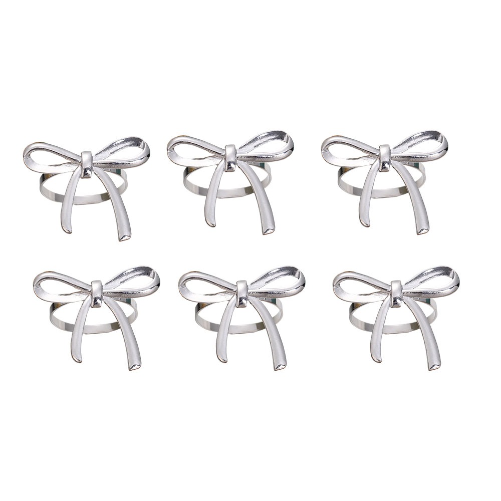 ECOCOKU 6 pcs Trang trí Vòng khăn ăn hình nơ Sang trọng Vàng / Bạc Vòng khăn Thanh lịch Nơ Khóa khăn ăn Dành cho trang trí bàn ăn - 2