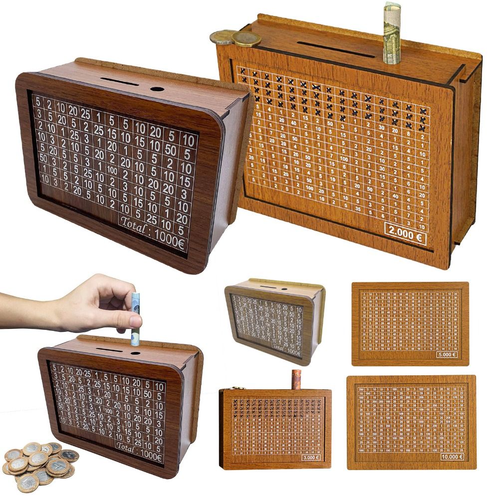 SUCHIC Tái sử dụng Hộp đựng tiền Thủ công Bằng gỗ Heo đất Sử dụng tại nhà Với bộ đếm mục tiêu tiết kiệm tiền Hộp tiết kiệm tiền Giúp thói quen tiết kiệm