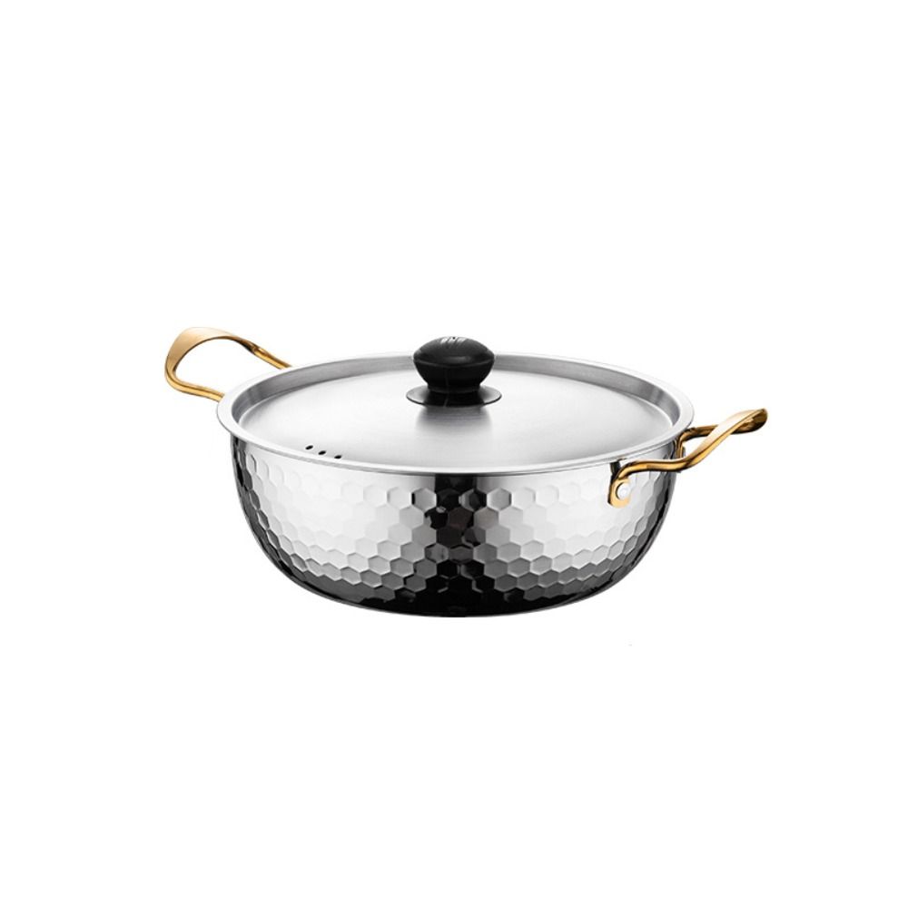 UYDG Hình búa Nồi Ramen Hàn Quốc Tay cầm đôi Có Nắp Bình sữa Dụng cụ nấu ăn Thép không gỉ Nồi súp Bếp cảm ứng - 5