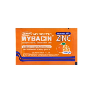 สินค้า Mybacin Zinc Orange มายบาซิน ซิงค์ รสส้ม 10 เม็ด [1 ซอง]