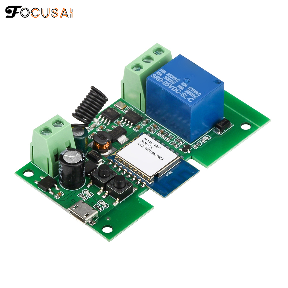 FocusAi 4 Channel WiFi Momentary Inching Relay Self-Lock Switch Module DIY WiFi Garage Door Controller 7-32V for Lights Ceiling Fan