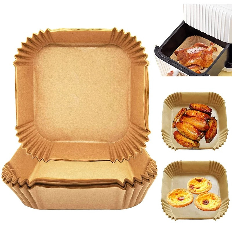 Bịch 50 Giấy Nến Lót Nồi Chiên Không Dầu Hình Vuông Đựng Thực Phẩm Chống Dính Nồi