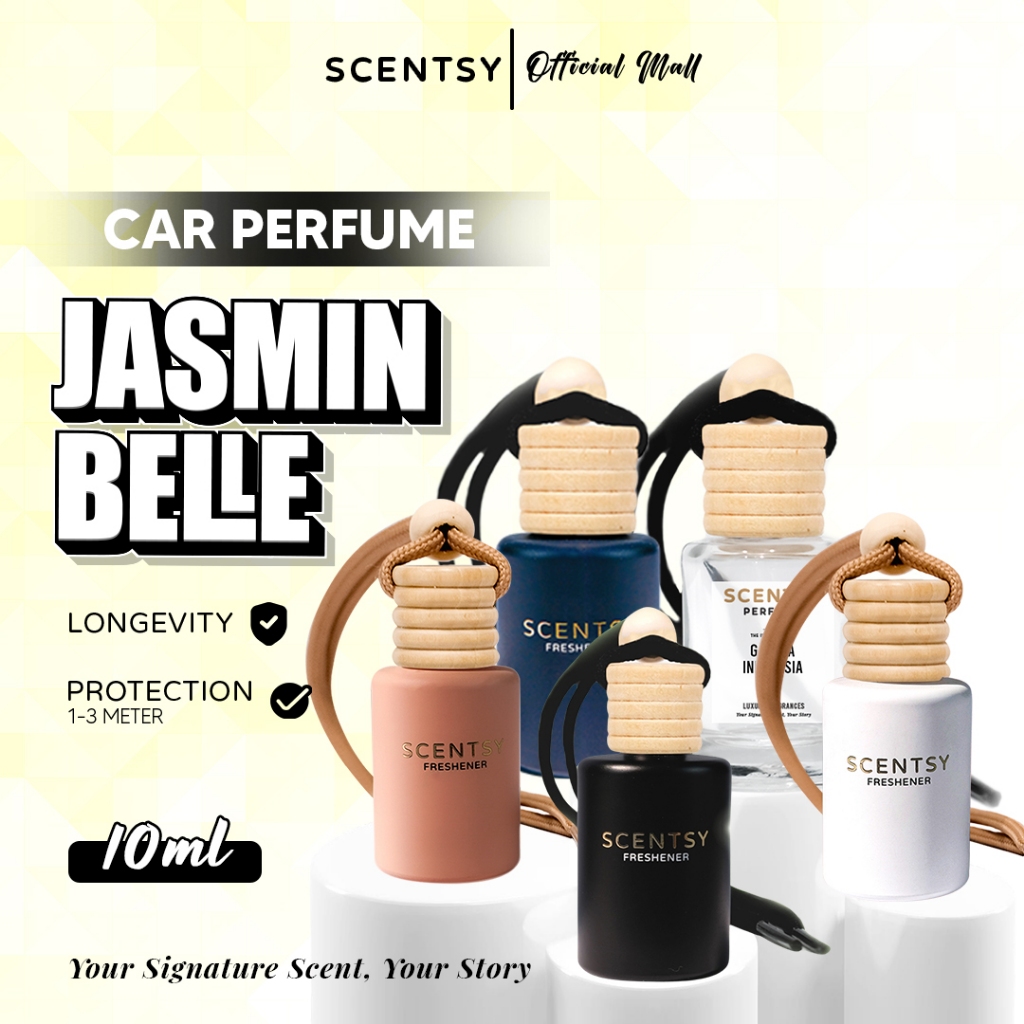SCENTSY Parfum Mobil JASMINE BELLE Pengharum Anti Mual 10ml Pewangi Ruangan Kantor Toilet Kamar tidur Lemari Inspired by Fragrance Aroma Terapi Mewah Parfum Gantung Capit Jepit AC Aksesoris Mobil Harga 17,950 rupiah*Gratis Ongkir