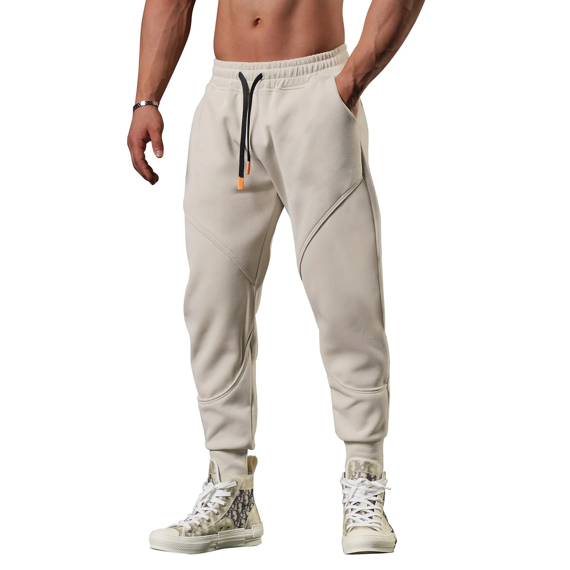 Người Đàn Ông Quần Áo Thể Thao Baggy Hosen Quần Người Đàn Ông quần xẻ hoạ tiết Polyester Giản Dị Mùa Đông Lông Cừu Lỏng Lẻo
