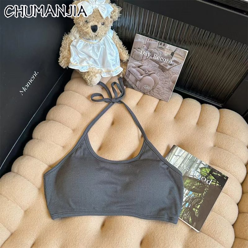 Chu Man Jia Phụ Nữ Cổ Yếm áo hở eo với dây đai mỏng và vừa vặn thoải mái
