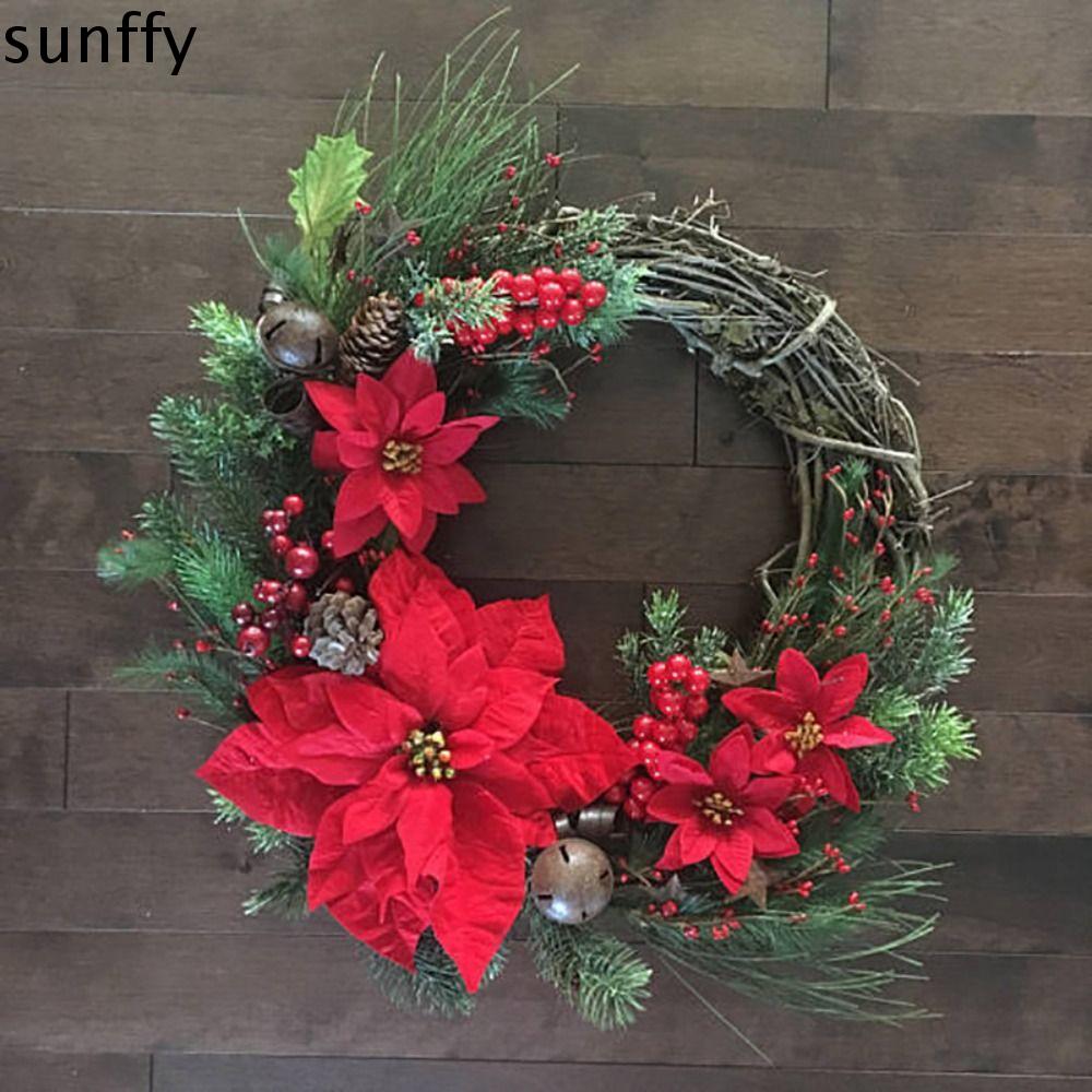SUNFFY Mây Vòng hoa giáng sinh 30cm Hữu ích Trang trí Giáng sinh Trang trí Giáng sinh Mô phỏng Phụ kiện Cây giáng sinh Trung tâm mua sắm