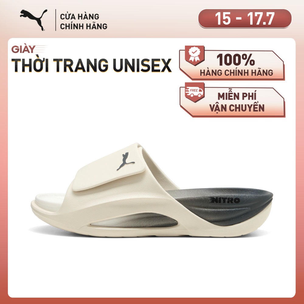 Dép Quai Ngang PUMA Unisex NITROcat Slide V Alpine Snow-Moody Gray-Feather Gray-Black Màu Trắng
