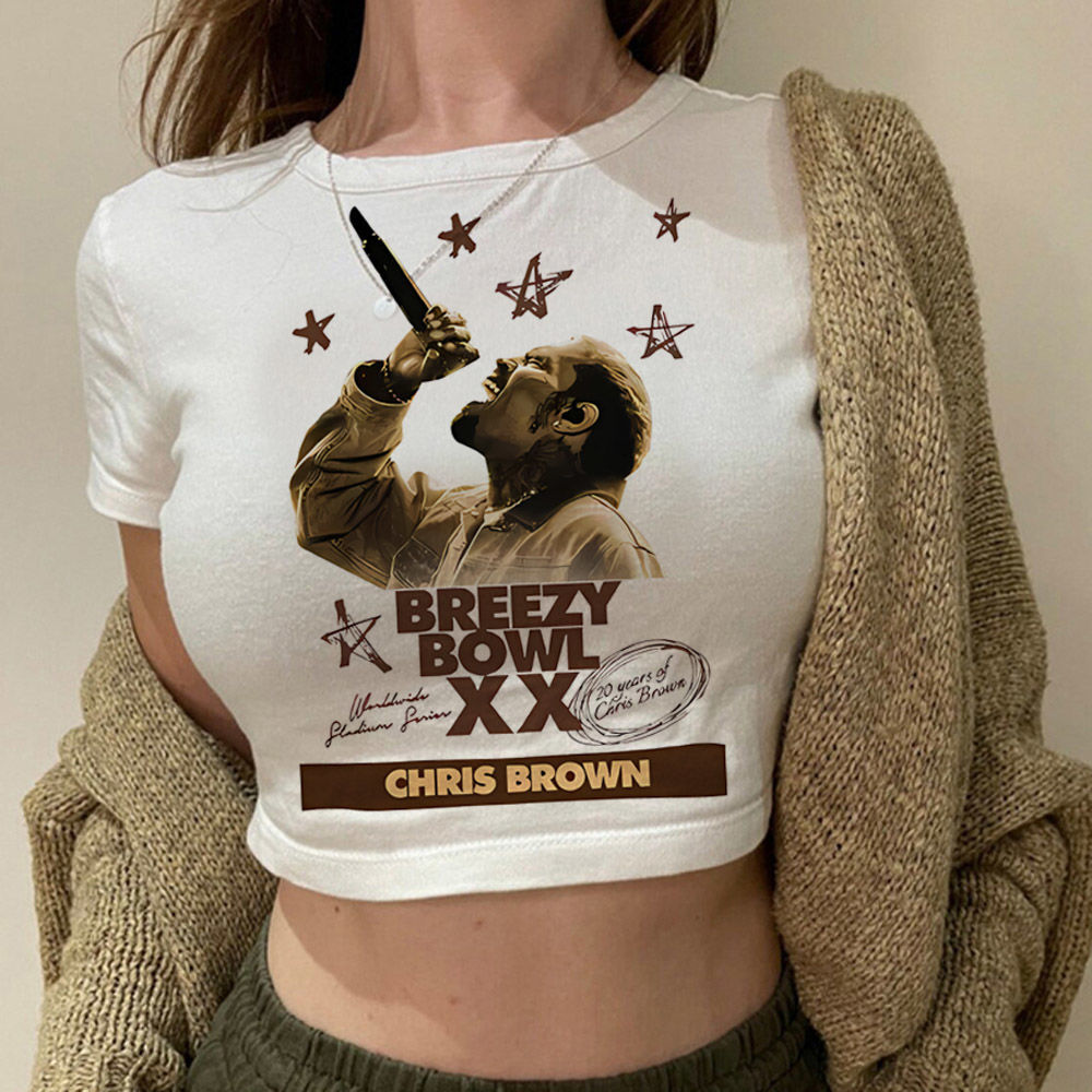 New store openingChris Brown crop top Slim Fit Cute cute cropped harajuku 2000s babydoll summer gothic girls tshirt2025 COD - 4
