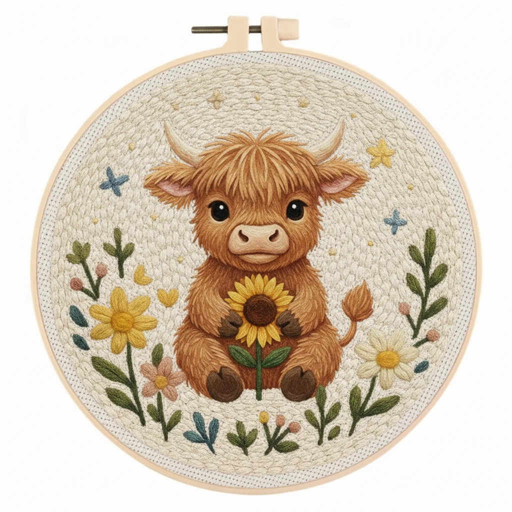 Punch Needle Embroidery Kits For Beginner 20x20cm Easy Punch Needle Starter Kit Animal Pattern Yarn Sewing DIY Craft Home Decor