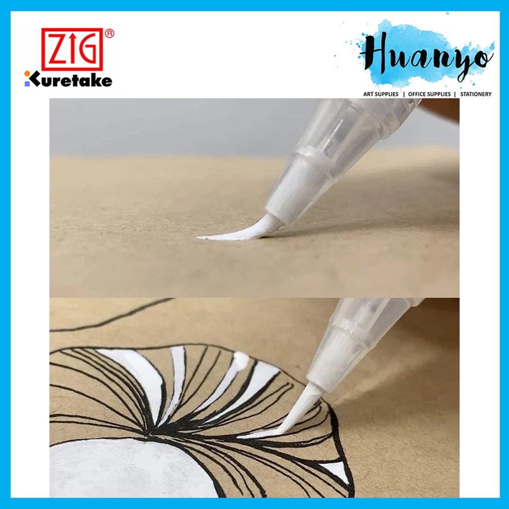 Kuretake ZIG Cartoonist Brush Pen White Ultra Fine (For Highlighting ...