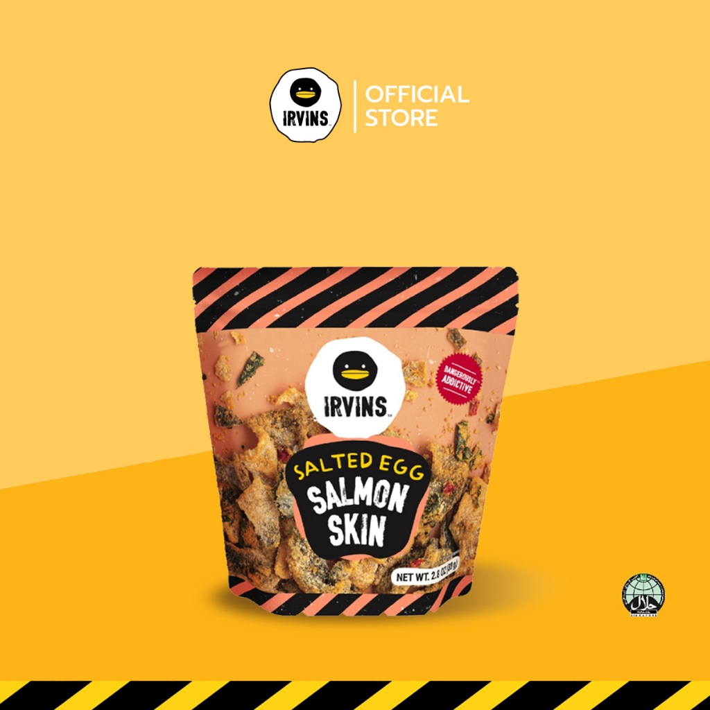 IRVINS หนังปลาแซลมอนทอดกรอบเคลือบไข่เค็ม (Salted Egg Salmon Skin) ขนาด 80 g ราคา 275 บาท*ส่งฟรี