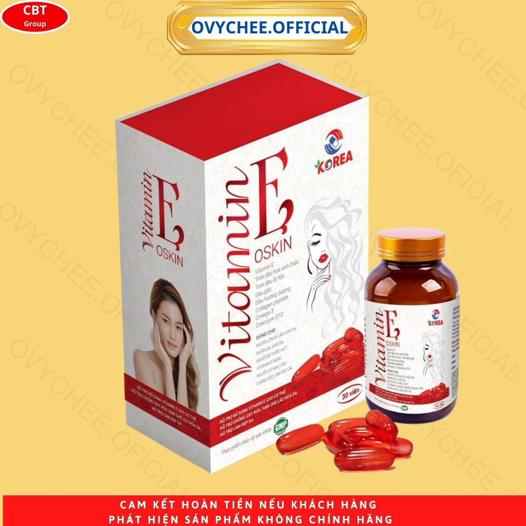 VITAMIN E OSKIN ĐỎ 1250MG / VIÊN, HỘP LỌ 30 VIÊN UỐNG ĐẸP CĂNG BÓNG DA,HỖ TRỢ SỨC KHỎE HÀNG CHÍNH HÃ