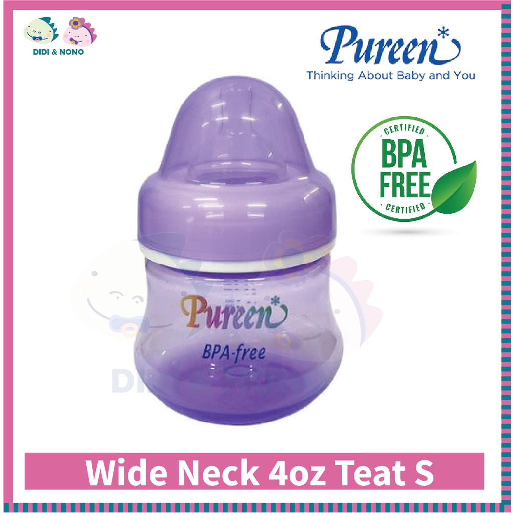 Pureen Wide Neck Bottle BPA Free [ 4oz / 8oz ] Botol Susu Bayi pureen botol susu