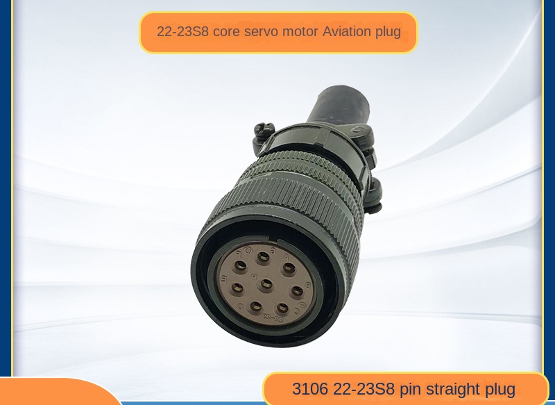 MR-PWCNS13108, 22-23S | Đầu Nối Chuyên Dụng Cho Động Cơ Servo Mitsubishi, Yaskawa, 8 Chân - Đầu nối thẳng 8 chân