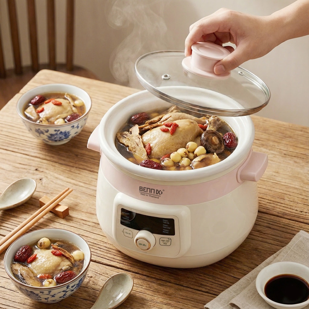 Bennix Thailand Electronic Slow Cooker, Electric Bird's Nest Cooker for Cooking Porridge, Braised Fish, Bone Stew