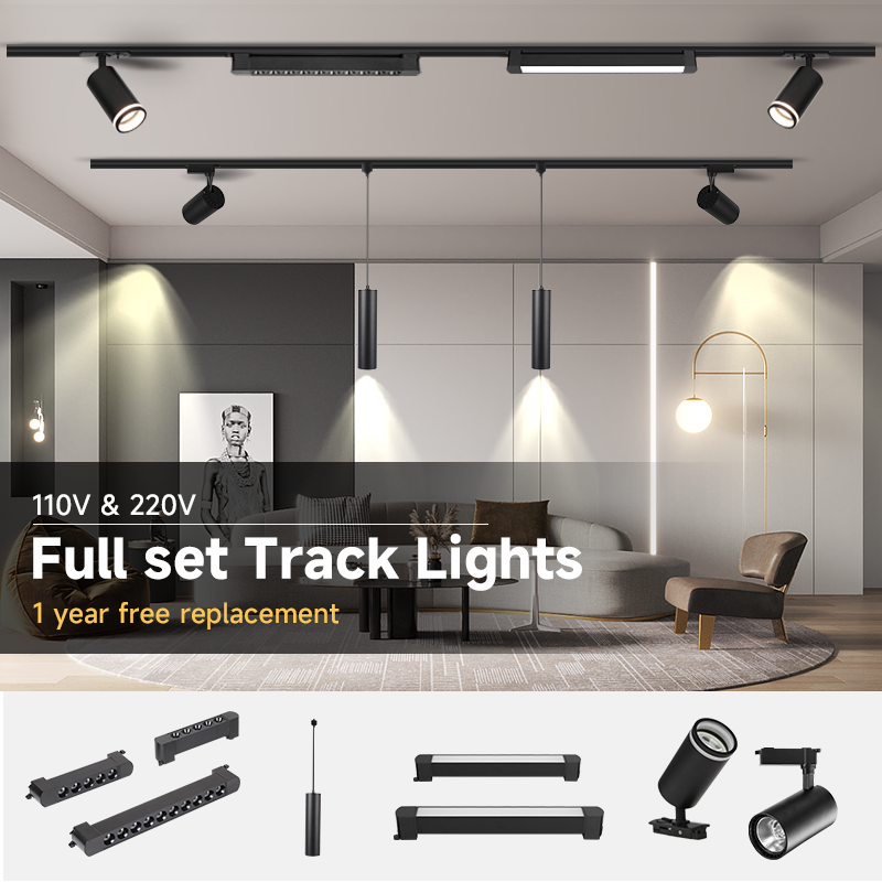 Full Set Spotlight Rail Light System Led Track Light Fixture Cob Track Lighting For Living Room Store Kitchen Ceiling Track Lamp