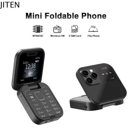 JITEN I16Pro Mini Flip Phone - Dual SIM, FM Radio