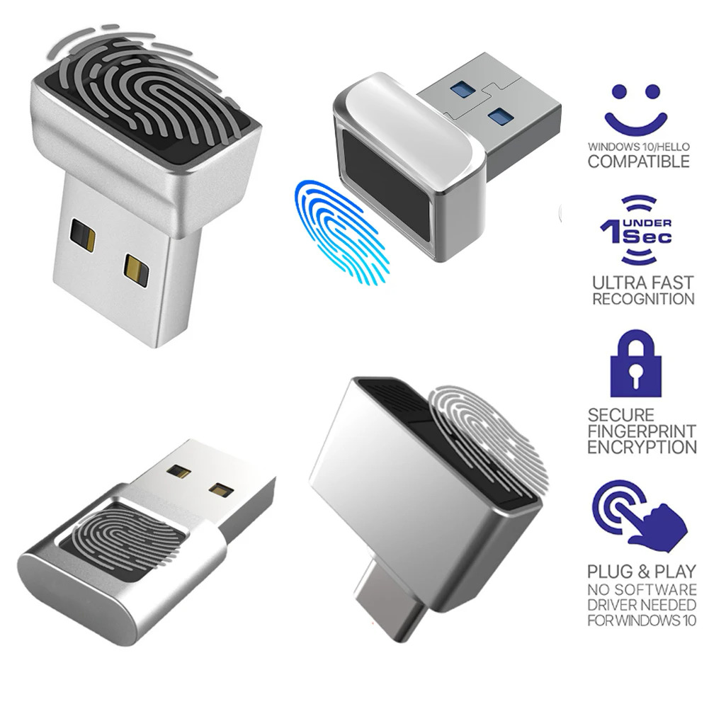 2023 Loại C/USB Mô-đun đọc dấu vân tay cho Windows 10 Hello PC máy tính xách tay khóa máy quét sinh trắc học mật khẩu-Ổ khóa đăng nhập miễn phí
