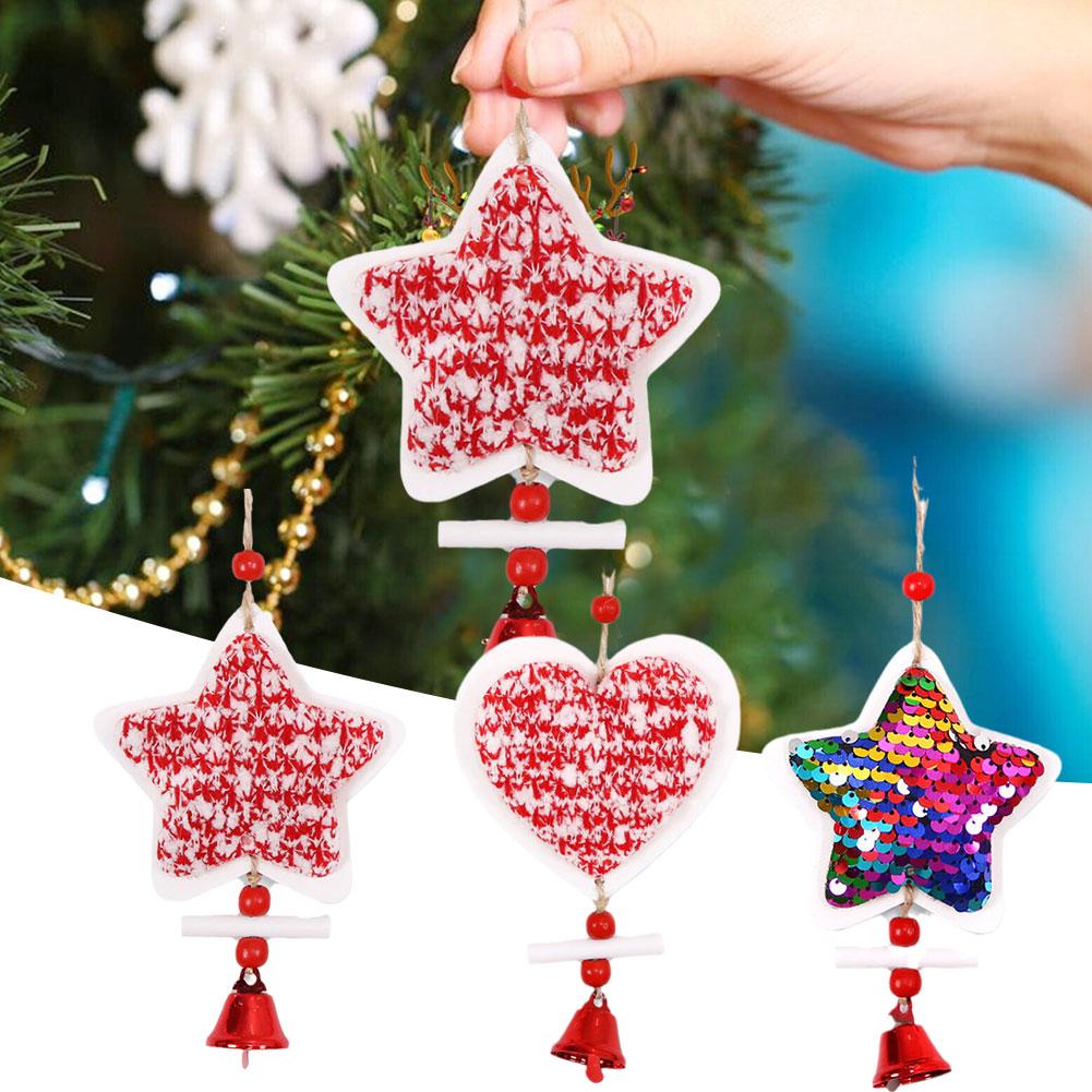 Christmas Decorations.christmas Tree Sequin Pendant Knitted Chip Wooden Christmas Decor Creative Star Christmas Bell Tree N9U9