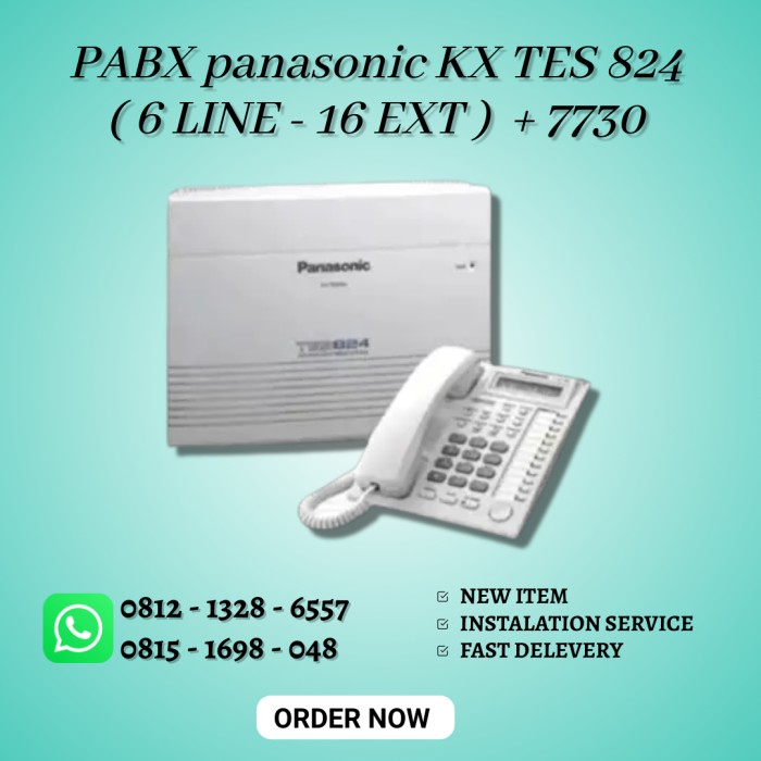 PABX PANASONIC KX-TES 824 ( KAPASITAS 6 LINE, 16 EXT )+ KX-T7730 Harga 13,320,000 rupiah*Gratis Ongkir
