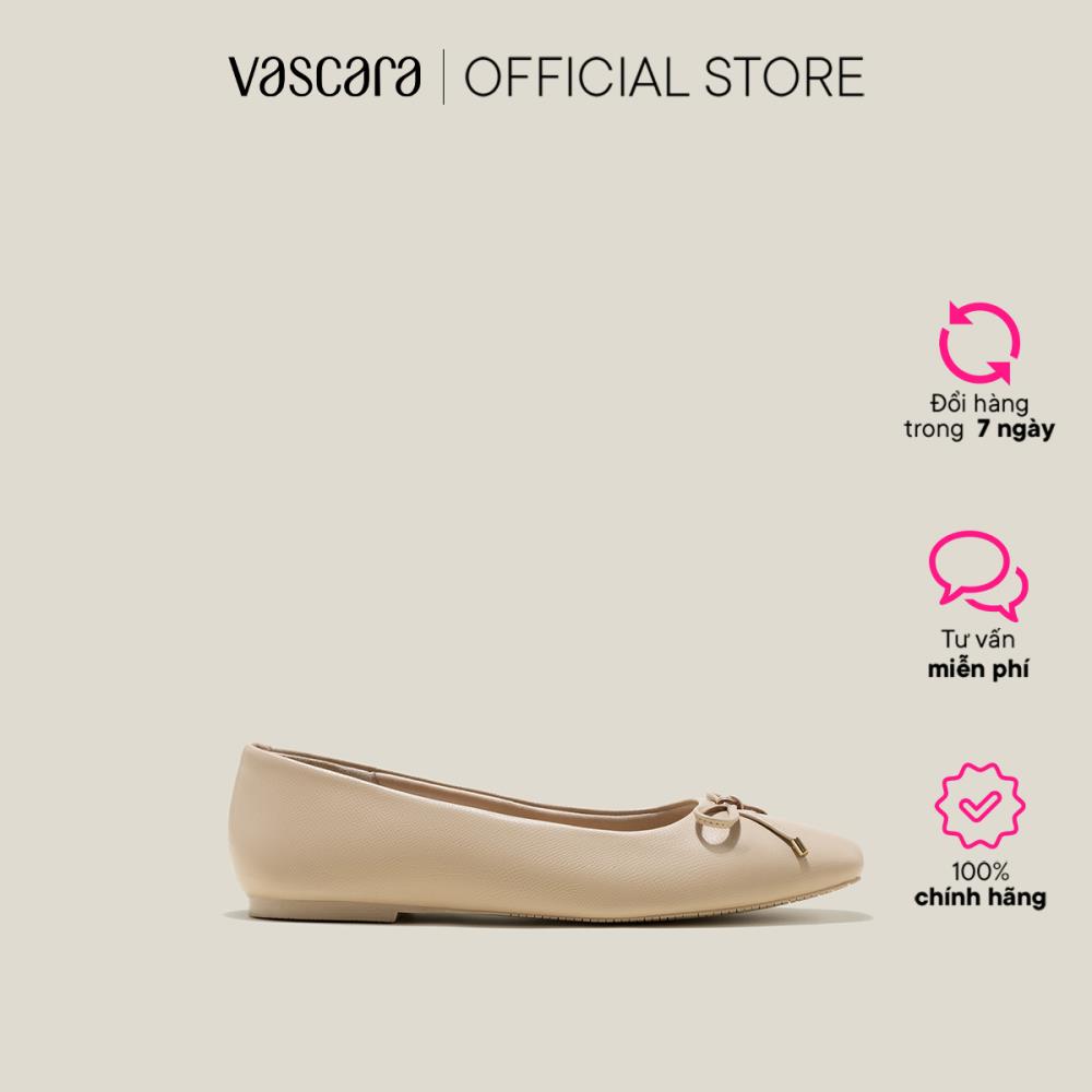 Vascara giày búp bê vân kỳ đà nhấn nơ trang trí - gbb 0432