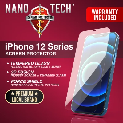 Nanotech Screen Protector for iPhone 12 Pro Max/12 Pro/12/12 Mini (Tempered Glass / ForceShield (Unbreakable) / Camera Lens Protector)