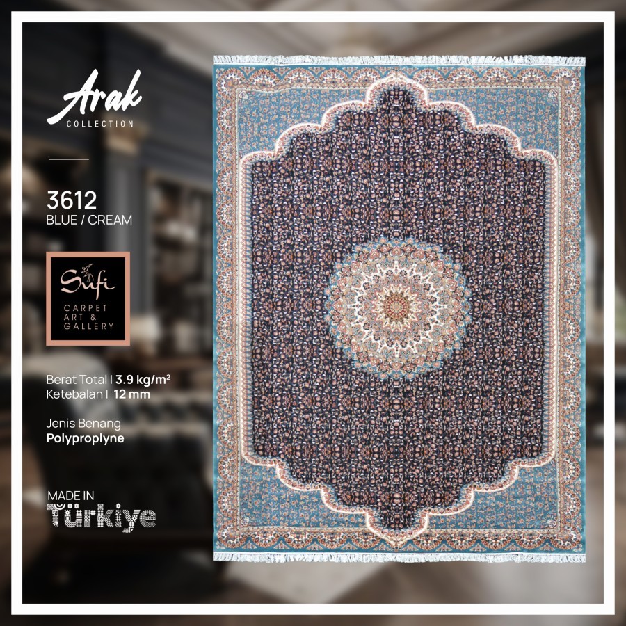 Karpet Permadani Klasik Tebal Mewah Turki Arak 300x400 Blue