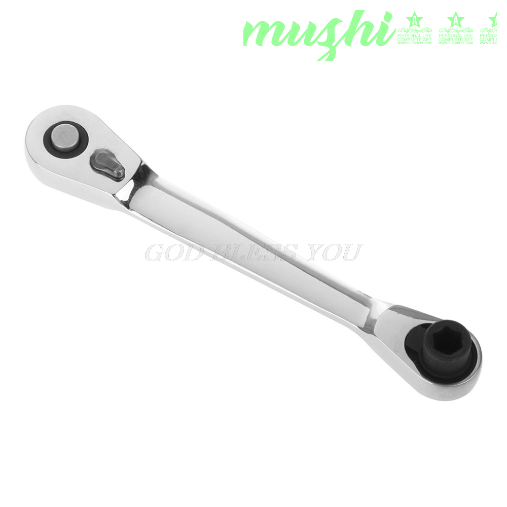 [muzhi] 1/4" Dual Head Square Ratchet Socket Wrench Hex Bit Driver Screwdriver 72-Tooth Drop Shipping