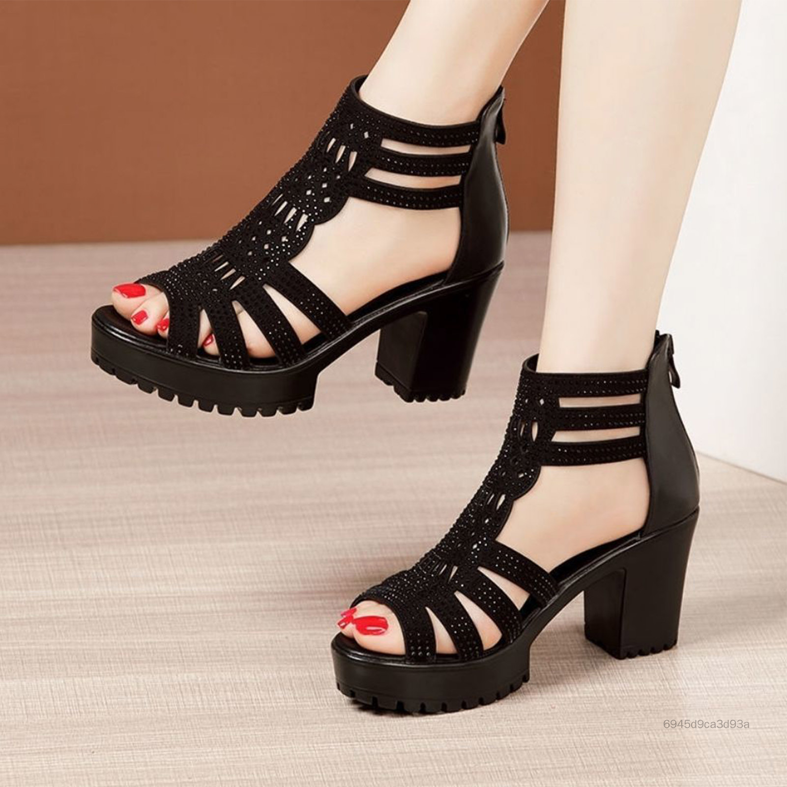 Phong cách mới Clogs phụ nữ cao gót giày La Mã chống trượt rộng nền tảng cá miệng giày cho mẹ thời trang Giày dép JS-022-VN