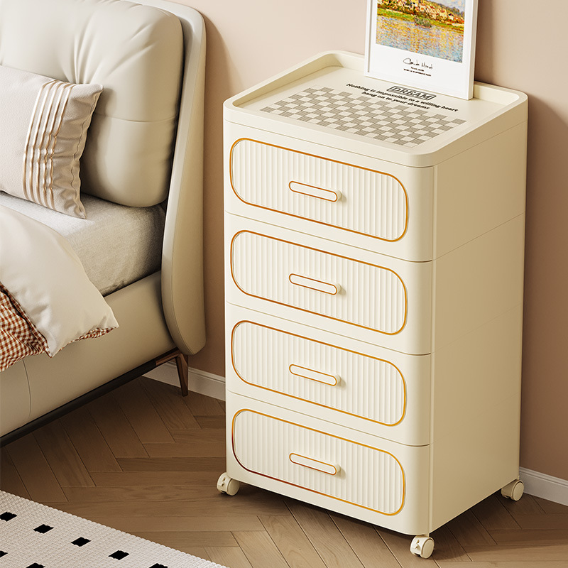 Multi-functional living room cabinets, high-value cream-style multi-layer drawer storage cabinets, bedroom bedside tables ราคา 1,402 บาท*ส่งฟรี