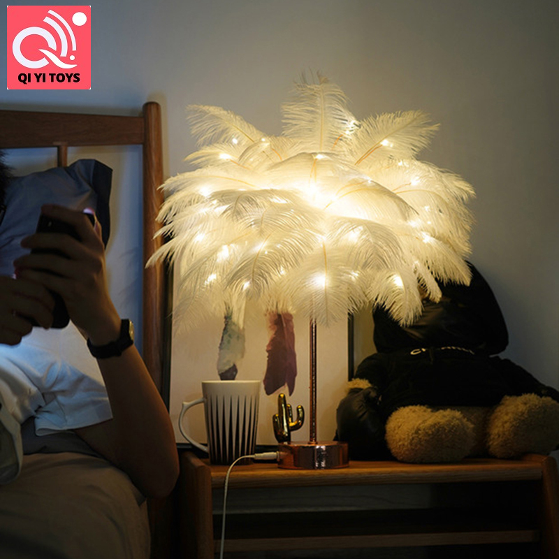 Led lông đèn bàn đèn ban đêm, USB hoạt động điều khiển từ xa đèn cạnh giường ngủ Đối với trang chủ Phòng ngủ phòng khách ngày lễ tình nhân trang trí tiệc cưới