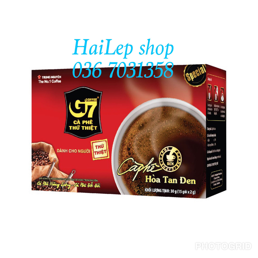 Cà phê G7 Đen không đường hòa tan hộp 15 sachets