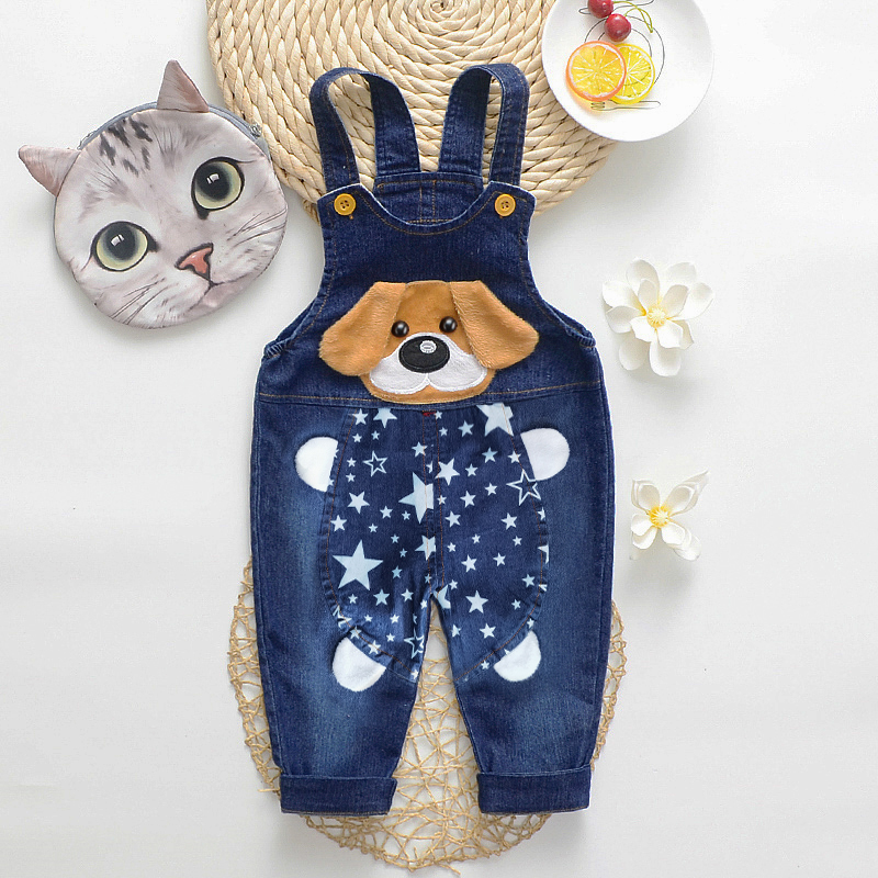 IENENS Baby Toddler Jeans Overalls Boy Denim Pants Spring Autumn Cartoon Rompers Kids Casual Trousers Bottoms Fit 0-3 Years