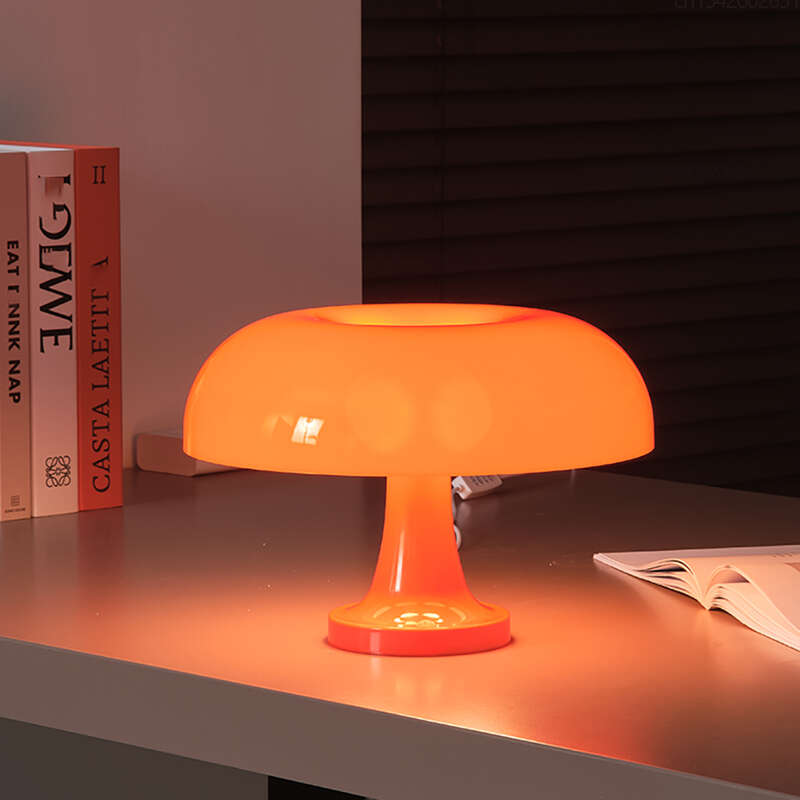Classic Mushroom Modern Bauhaus Art Bedroom Bedside Danish Designer Orange Decorative Table Lamp