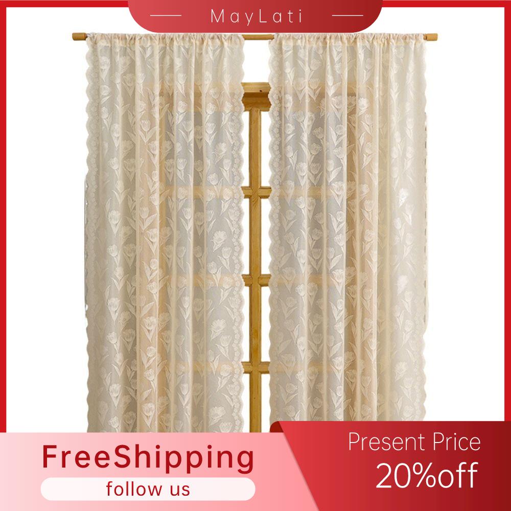 MAYLATI 2 Panels Cổ Điển Pháp Rèm ren Dài Lọc ánh sáng Rèm cửa sổ Đơn giản Cách nhiệt Rèm chắn sáng Dành cho phòng khách phòng ngủ