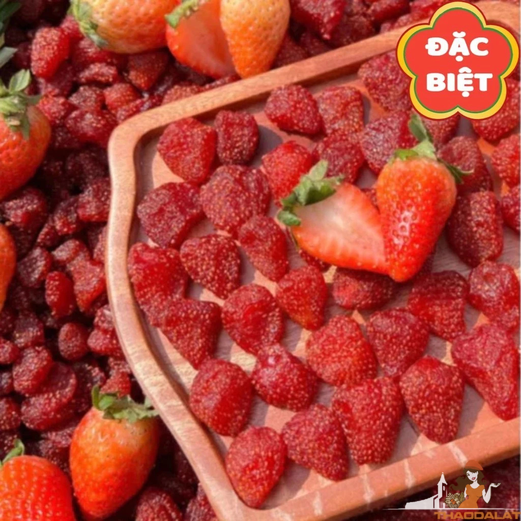 Dâu tây sấy dẻo loại đặc biệt, chua chua ngọt ngọt thơm tự nhiên, đặc biệt mềm và dẻo - Đặc sản Thảo Đà Lạt