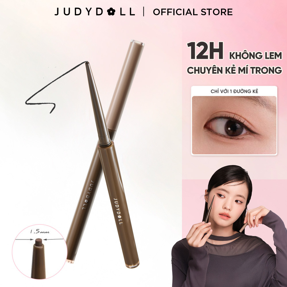  Chì kẻ mắt JUDYDOLL Dạng Gel Siêu Mảnh Lâu Trôi Mềm Mịn Chống Thấm Nước Không Nhòe Màu Bút Chì Mảnh Mai 