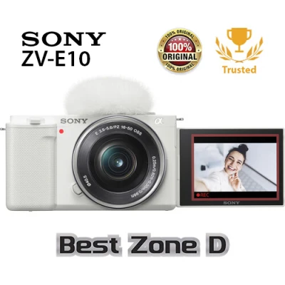 Sony ZV-E10 with 16-50mm mirrorless vlog camera ZVE10 (White)