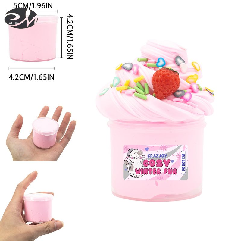 ERMO Cute Cupcake Slime Toy with Strawberry Toppings and Colorful Sprinkles for Sensory Play ราคา 51 บาท*ส่งฟรี
