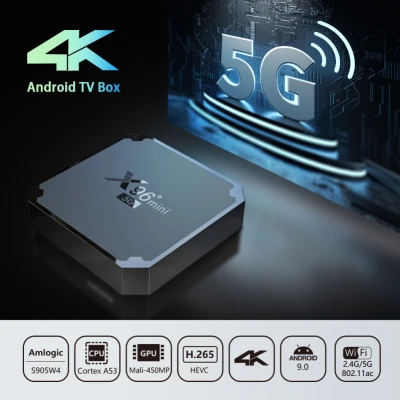 【Wisdhome】hộp IPTV X96 Mini 5G + 2.4G WiFi Tần Số Kép Mới, Android 9.0 TV Box, bộ Giải Mã TV IP Thông Minh Amlogic S905W4 1G + 8G/ 2G + 16G