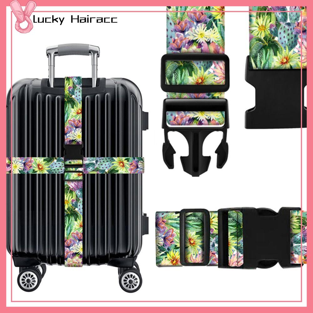 LUCKY HAIRACC Có thể điều chỉnh Dây khóa hành lý Chống Trộm Dây đeo chéo Đai hành lý In thời trang Đai đóng gói Thắt lưng Vali Phụ kiện hành lý