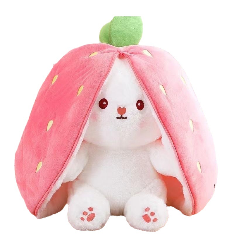 Thỏ Gấu Bông Gấu Bông Hình Con Thỏ 2 IN 1Bông Trái Cây Cosplay Dâu Và Cà Rốt Quà Tặng Dễ Thương