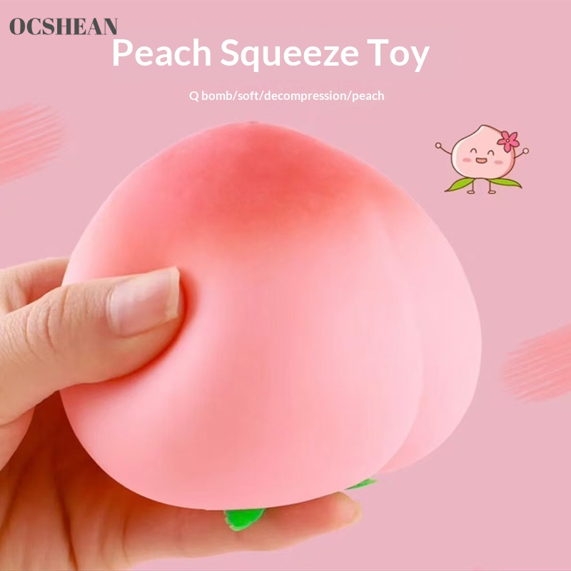 OCSHEAN Creative Stress Relief Peach Squishy Toy Soft Slow Rebound Fun Decompression Ball for Adults and Kids ราคา 41 บาท*ส่งฟรี