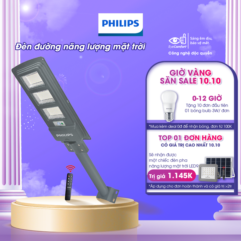 Đèn đường Philips năng lượng mặt trời (full phụ kiện) BRC050 LED40/ LED20/ LED10