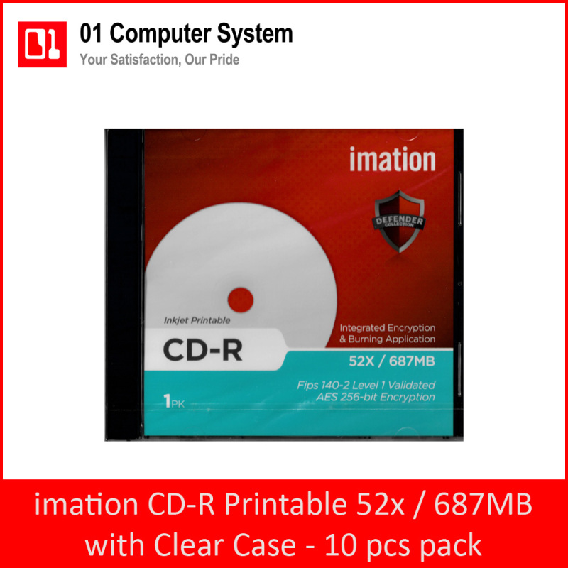 imation CD-R 52X Inkjet Printable with Clear Case (10pcs Pack Bundle)