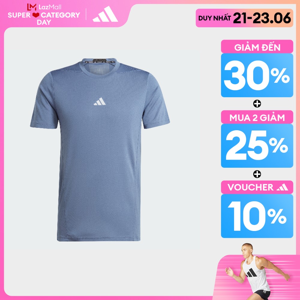 Adidas tập luyện áo thun tập hiit heat.rdy designed for training nam màu xanh da trời is3741