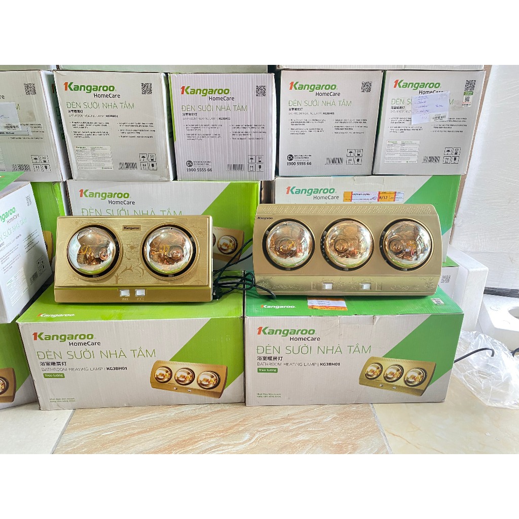 Đèn sưởi nhà tắm 2 bóng Kangaroo KG247V 550W (hàng ko vỏ, đóng vỏ khác ), 3 bóng KG3BH01 825W- Hàng trưng bày thanh lý