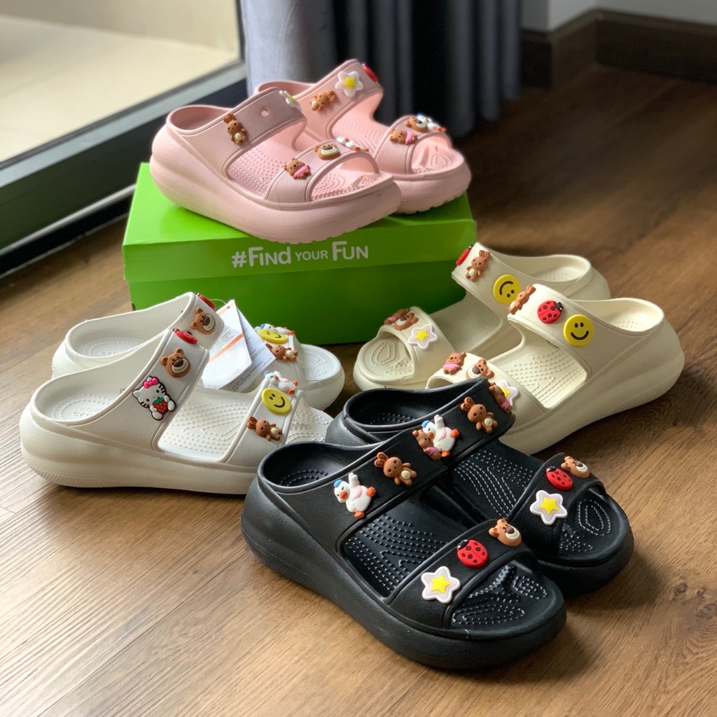 Dép Cross 2 Quai Ngang Đế Cao 7cm Thơi Trang Cho Nữ Tặng 12 Sticker Ngẫu Nhiên đi năng mưa thoãi mái đủ size nhiều mẫu,Kimngansg
