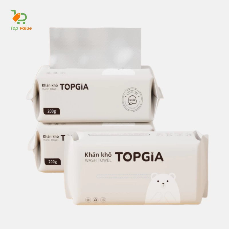 Khăn mặt khô TOPGIA TR1-14055-1238 dùng 1 lần mềm mịn phù hợp cho mọi loại da